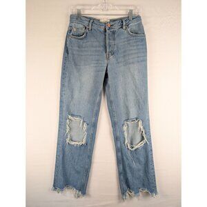 We The Free Jeans Womens 26 Blue Maggie Button Fly Distressed Denim